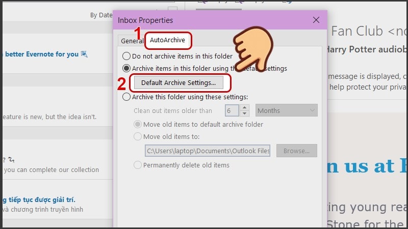 Các cách lưu email outlook khi bị đầy