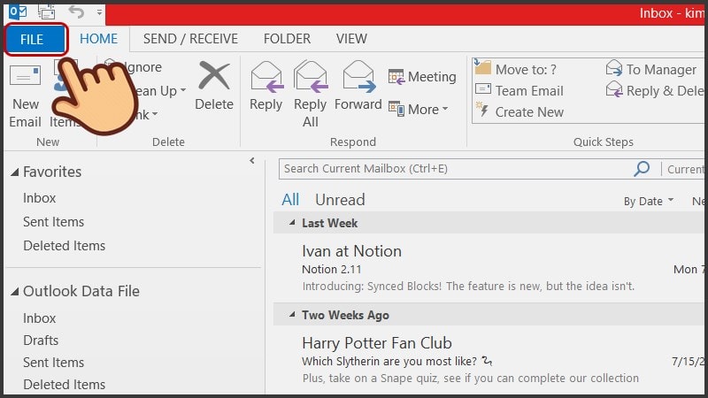 Các cách lưu email outlook khi bị đầy