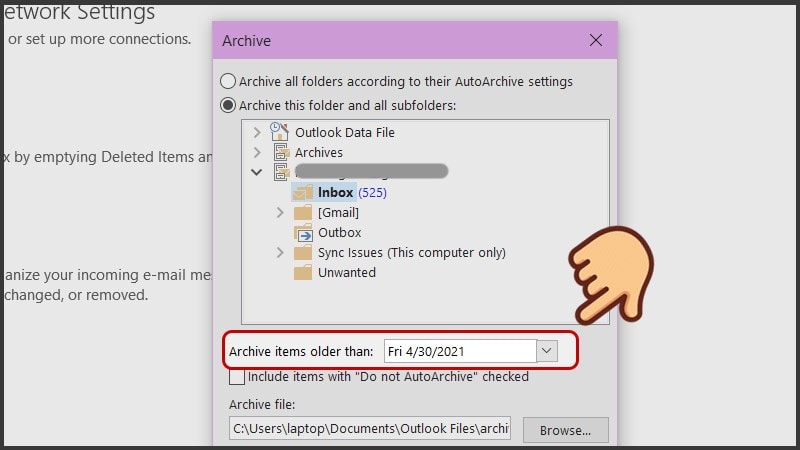 Các cách lưu email outlook khi bị đầy
