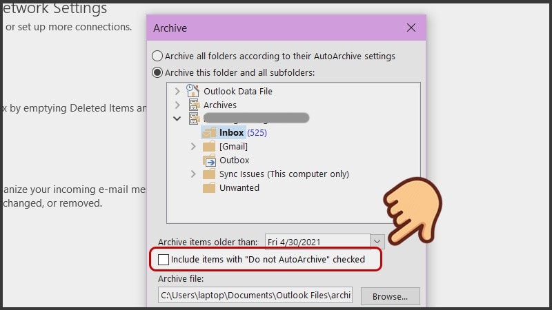 Các cách lưu email outlook khi bị đầy