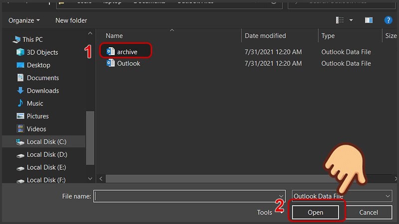 Cách xem email outlook đã được lưu trữ
