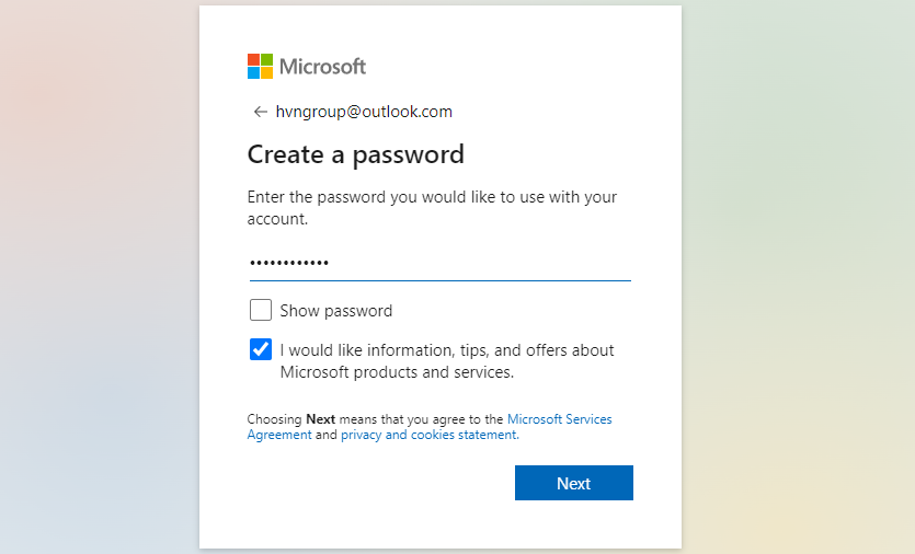 Tạo mật khẩu cho tài khoản Microsoft của bạn