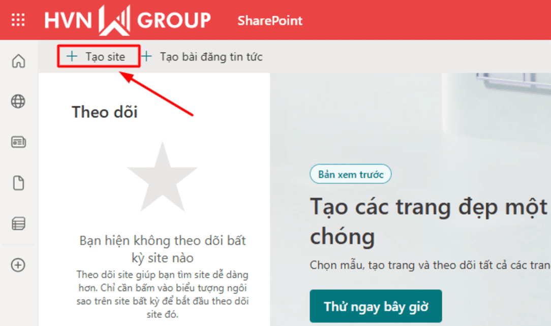Hướng dẫn cách tạo site