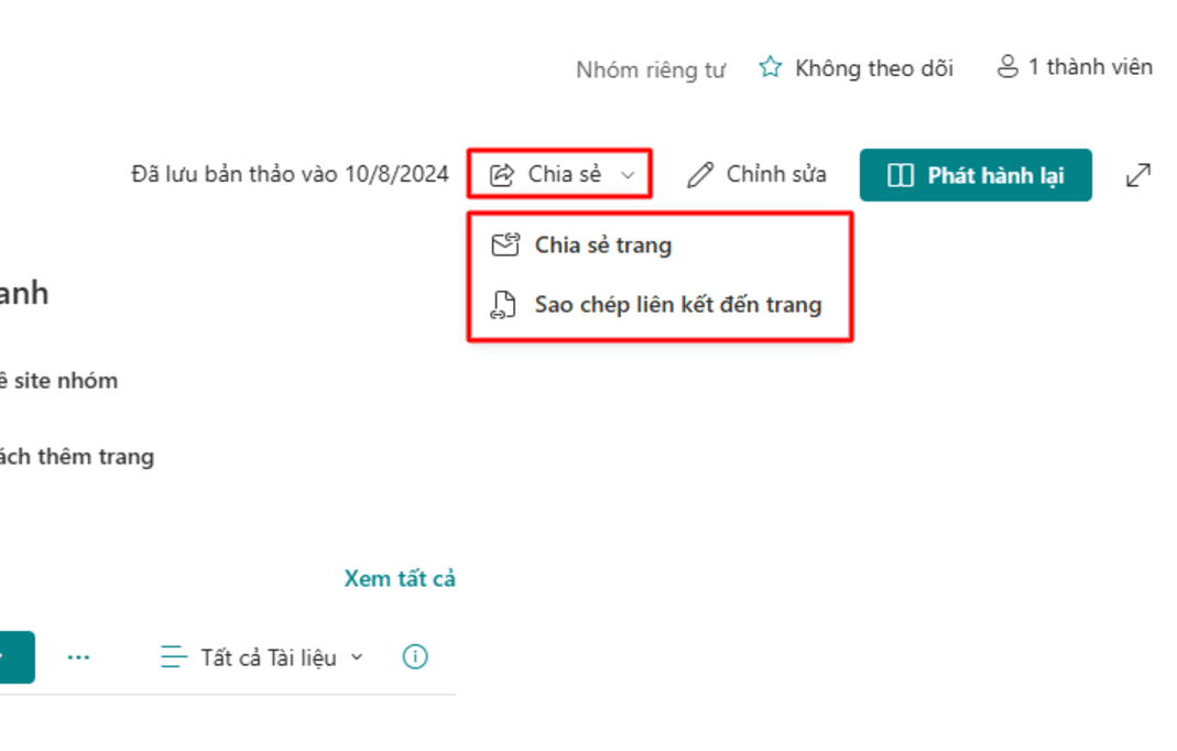 Hướng dẫn cách chia sẻ site nhóm