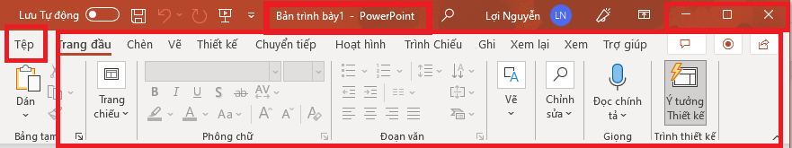 giao diện với nút lệnh PowerPoint 365 download