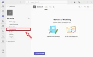 Nhấn vào mục Assignments (Bài tập) ở menu bên trái