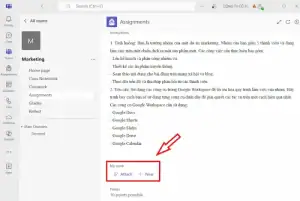Trong cửa sổ bài tập chọn "Bài làm của tôi" và thêm bài tập của bạn lên
