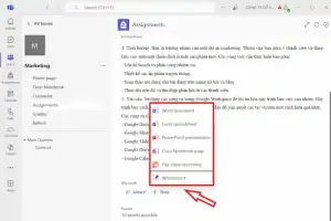 Hãy nhấn chọn Attach (Đính kèm) trong trường hợp bạn muốn tải lên bài làm có sẵn