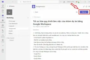 Nhấn nút Turn in (Nộp bài) ở góc màn hình