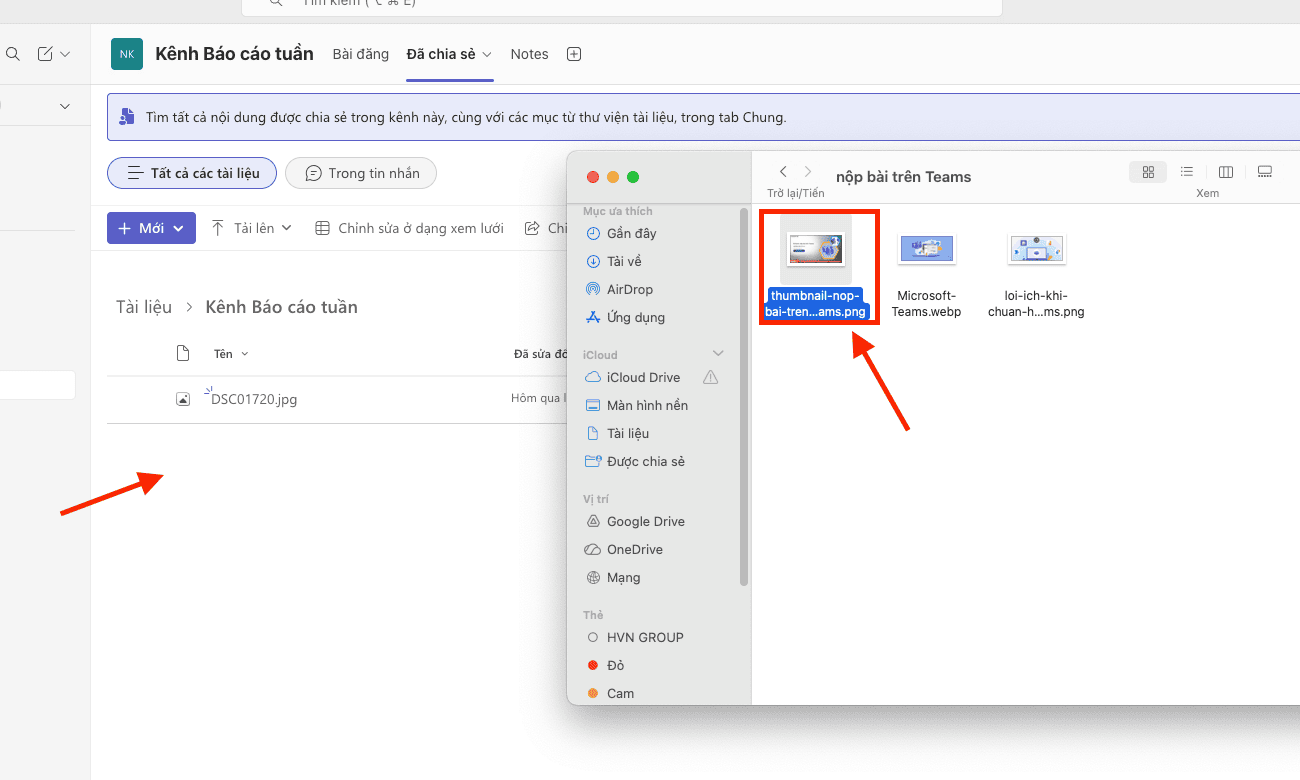 Cách gửi bài trên Teams thông qua hội thoại trực tuyến
