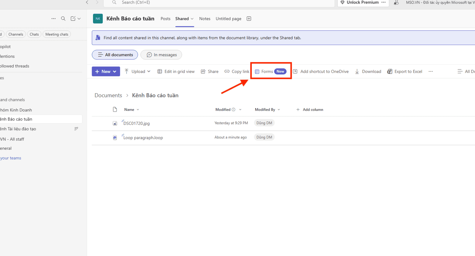 Nộp bài tập trên Teams qua Microsoft Forms