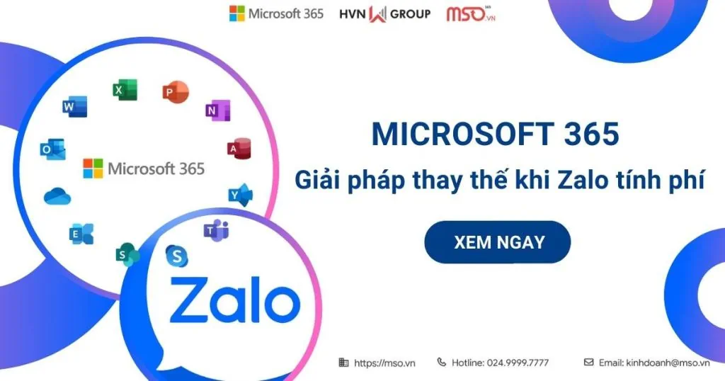 microsoft 365 thay thế zalo tính phí