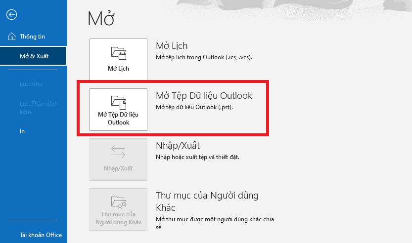 Hướng dẫn cách mở file Archive trong Outlook