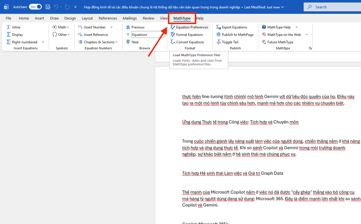 Quy trình thực hiện lệnh cài Mathtype vào Word