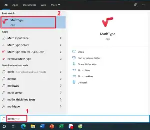 Khởi chạy phần mềm MathType