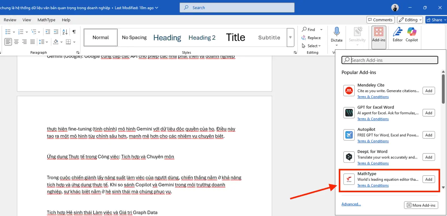 Hướng dẫn cài Mathtype vào Word 365 thần tốc