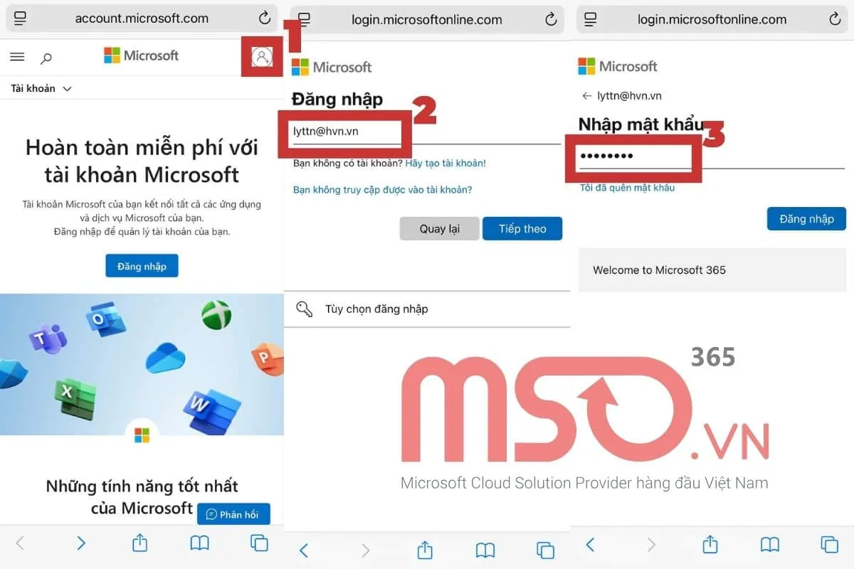 Cách đổi mật khẩu Office 365 Microsoft trên điện thoại