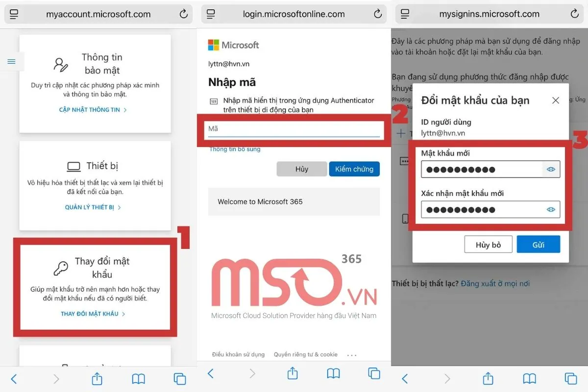 Cách đổi mật khẩu Office 365 Microsoft trên điện thoại
