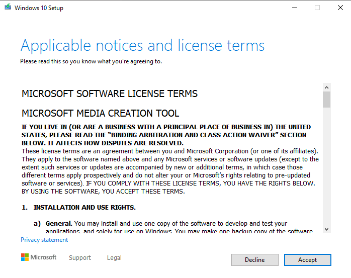 Các bước cài đặt Media Creation Tool Windows 10