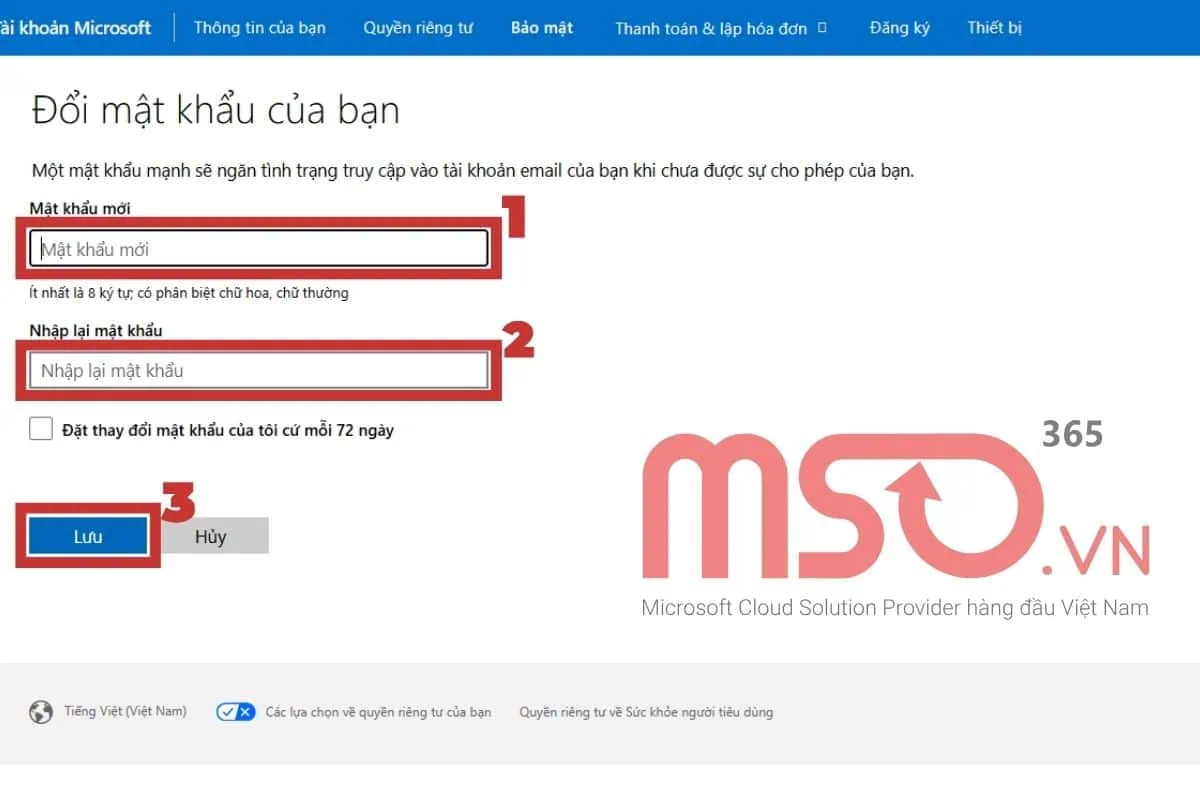 Cách đổi mật khẩu Microsoft từ trình duyệt web