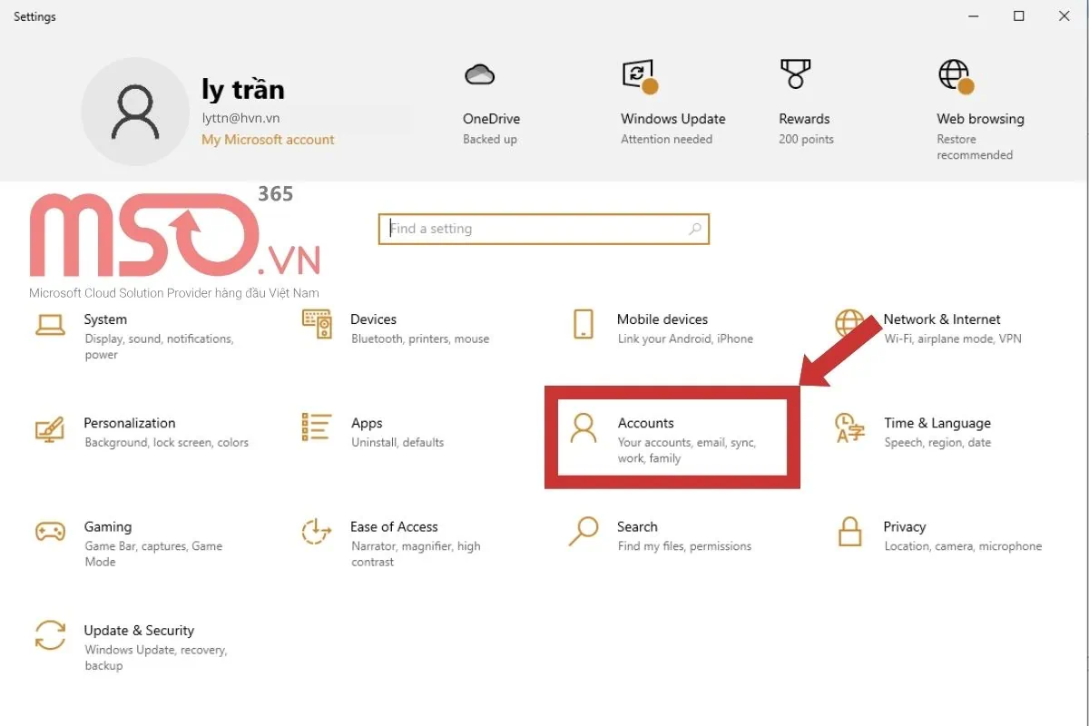 Đổi mật khẩu Microsoft từ Windows nếu đang đăng nhập bằng tài khoản Microsoft