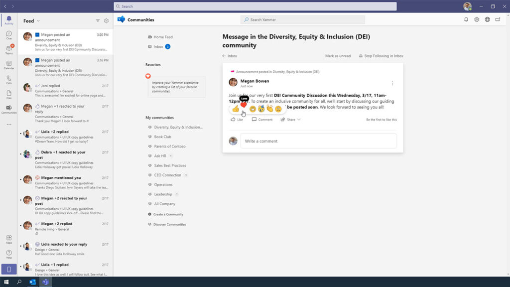 Bày tỏ cảm xúc trên Yammer