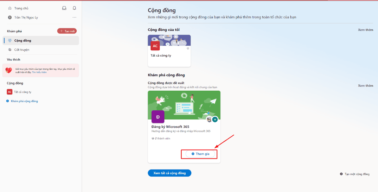 Tham gia vào nhóm trên Yammer