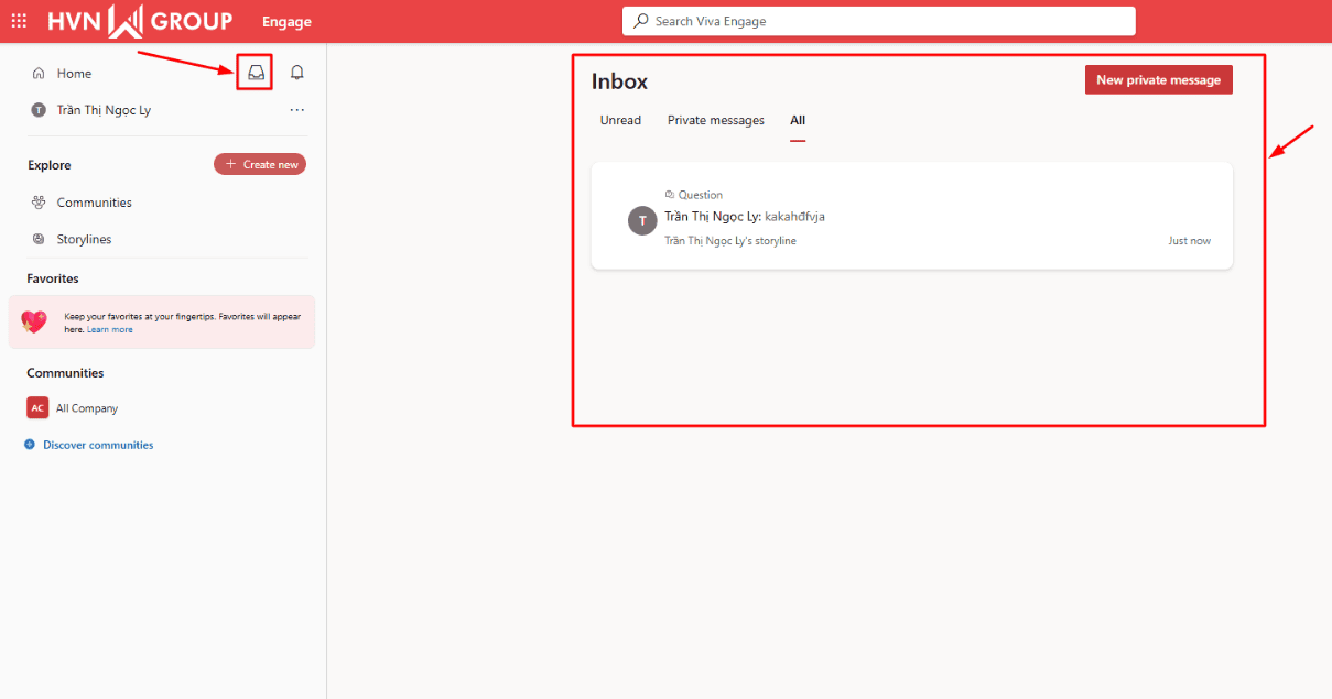 Kiểm tra hộp thư đến trên Yammer