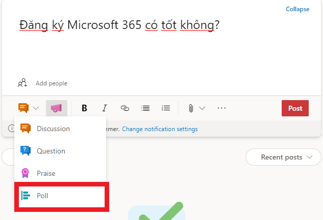 Hướng dẫn tạo thăm dò ý kiến trên Yammer