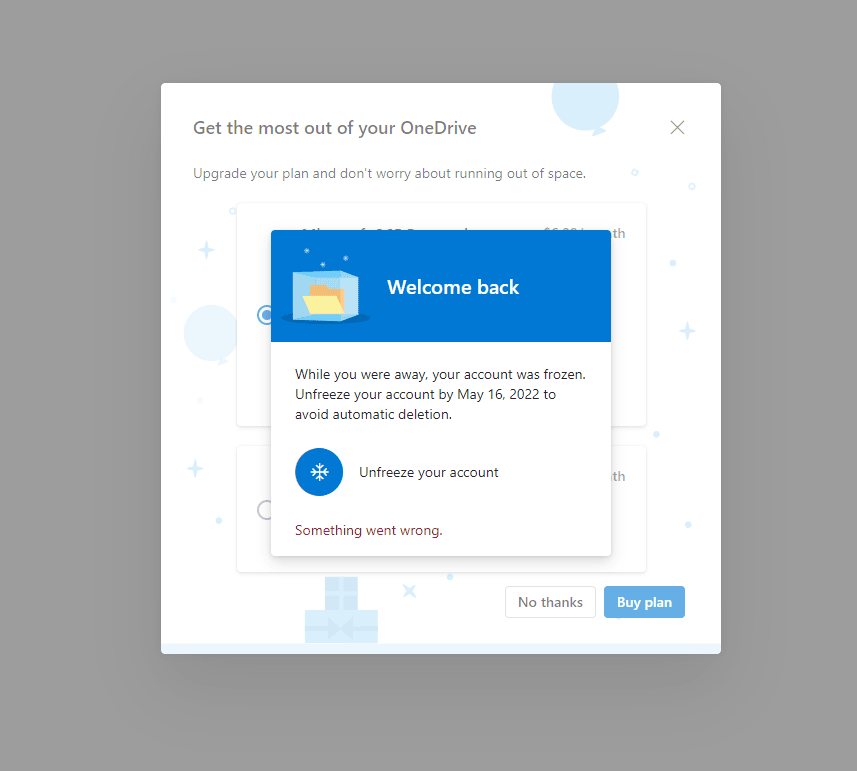 Cách khắc phục tài khoản OneDrive bị đóng băng