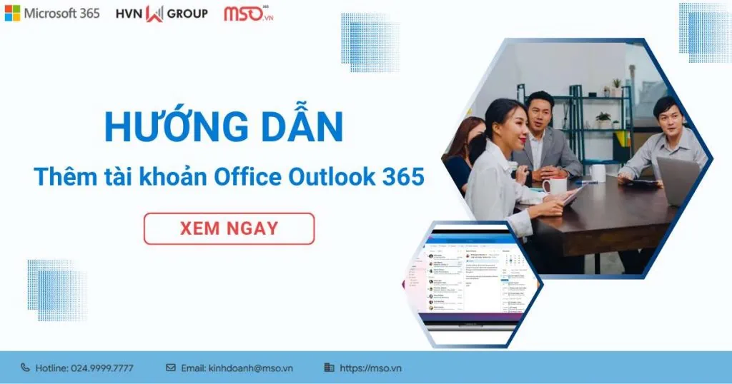 thêm tài khoản office outlook 365