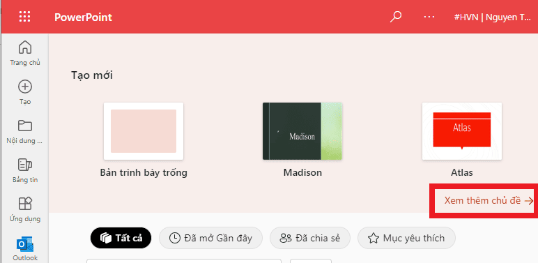 Chọn Template có sẵn