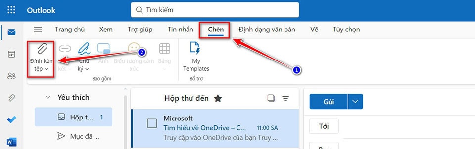 Cách attach email in Outlook trên webmail Outlook.com