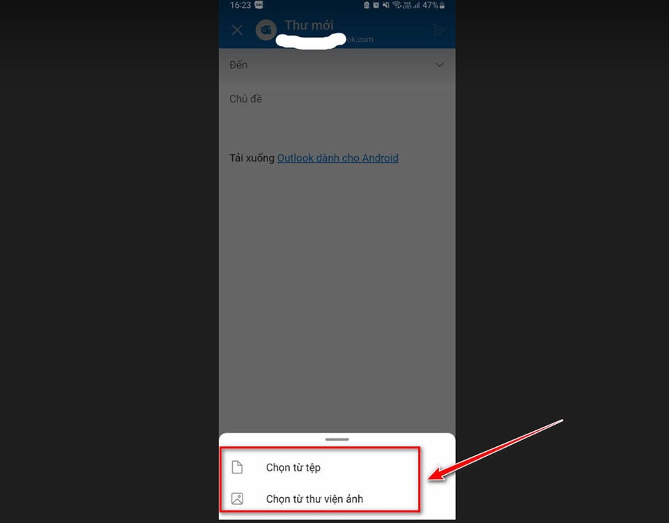 Cách đính kèm email trong Outlook trên điện thoại