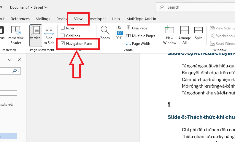 Xóa trang trong Word bằng Navigation Pane linh hoạt