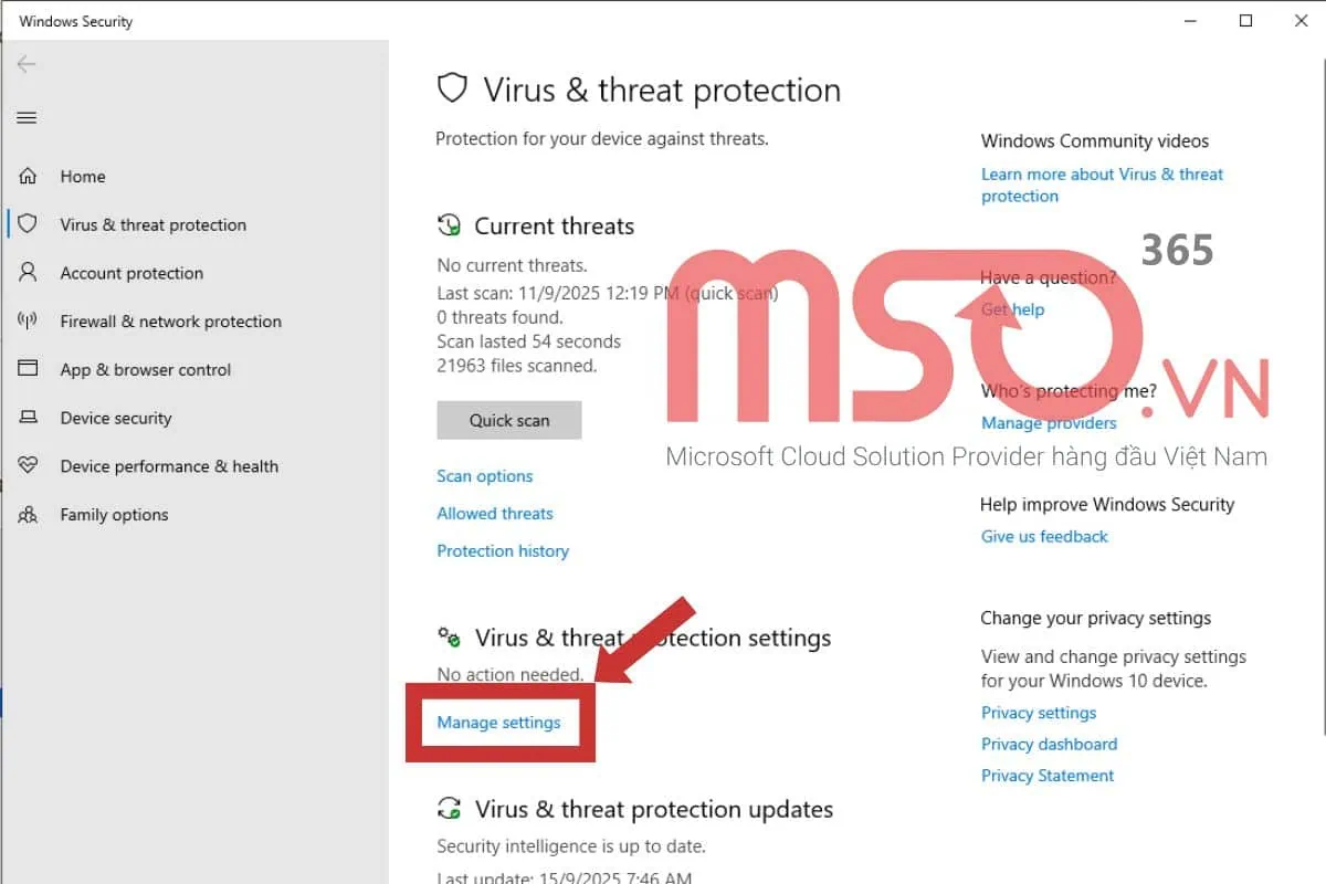 Cách tắt Windows Defender Win 10 tạm thời trong Cài đặt (Settings)