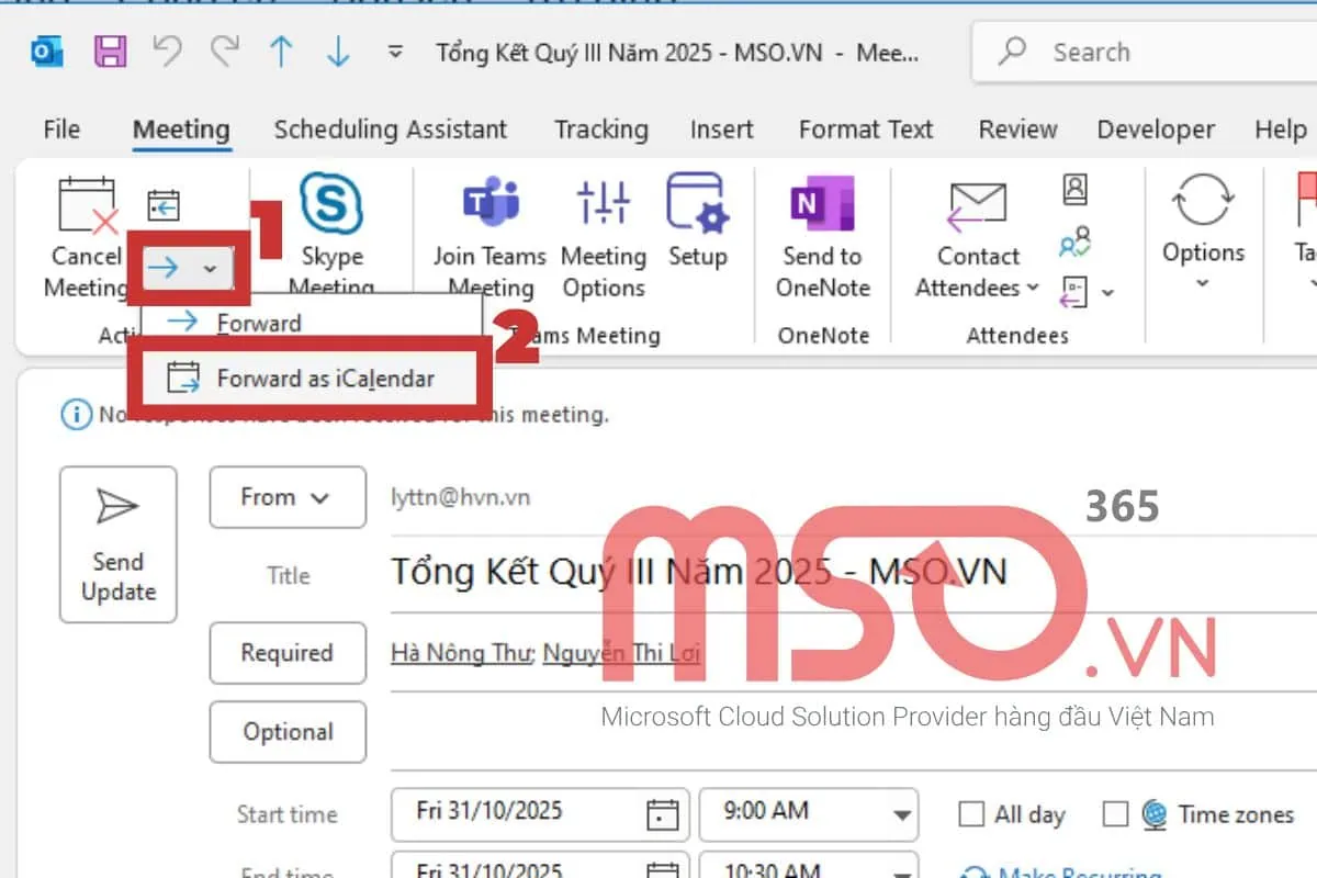Cách tùy chỉnh và chia sẻ lịch đã tạo trong Outlook