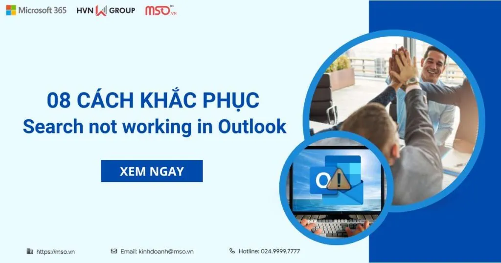 khắc phục sự cố search not working in outlook