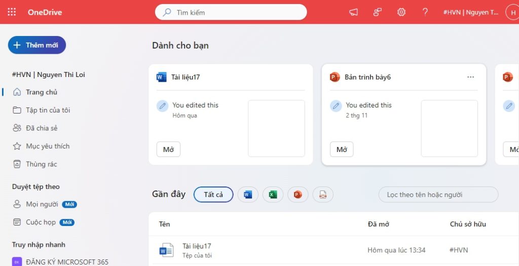 mở file onedrive