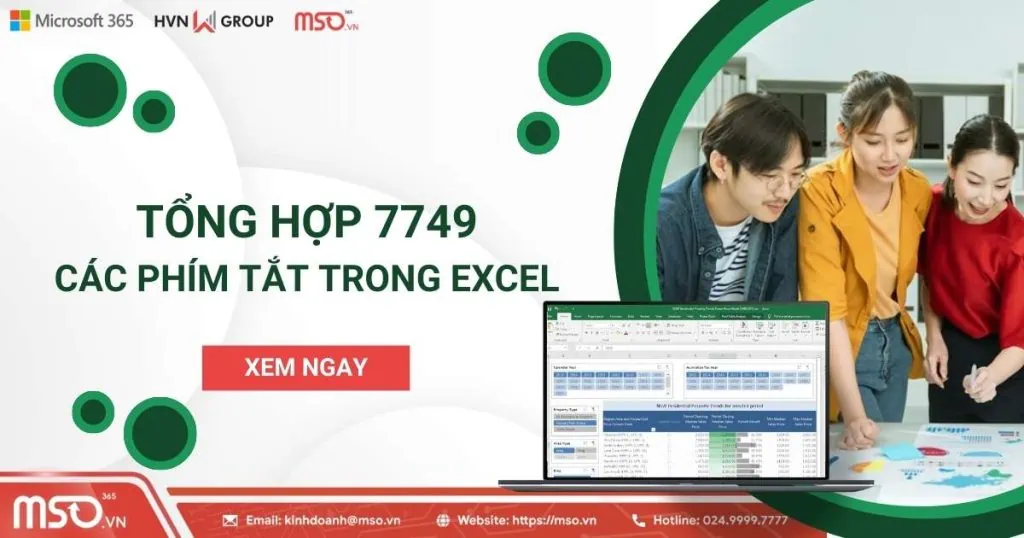 7749 các phím tắt trong excel