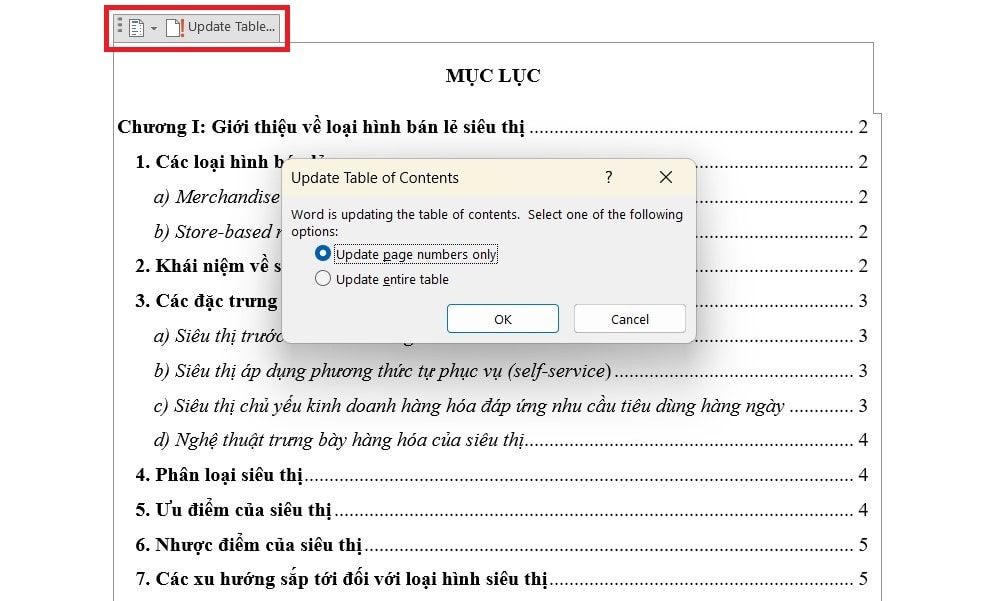 Hướng dẫn làm mục lục trong Word