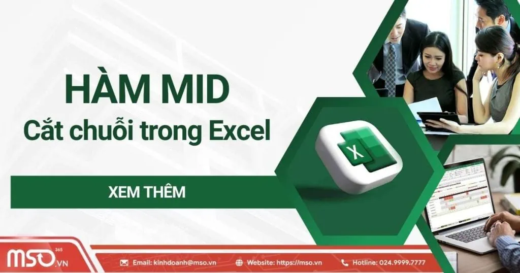 hàm mid cắt chuỗi trong excel