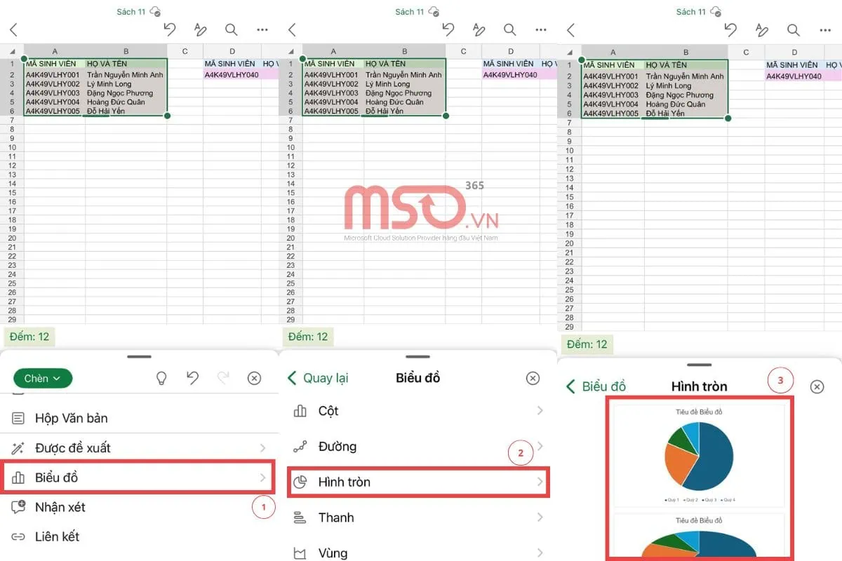 Hướng dẫn cách vẽ biểu đồ trong Excel trên điện thoại