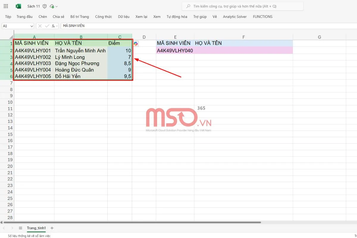 Hướng dẫn cách vẽ biểu đồ trong Excel trên trình duyệt Web