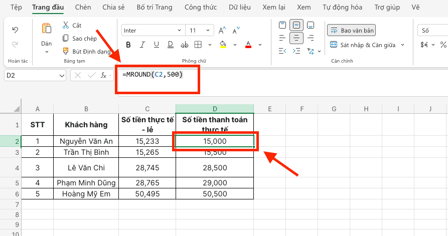 Trường hợp 1: Làm tròn xuống