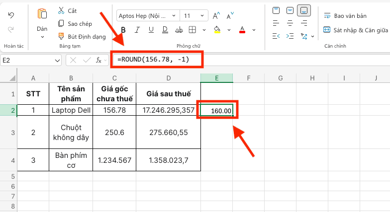 num_digits là số âm (< 0)