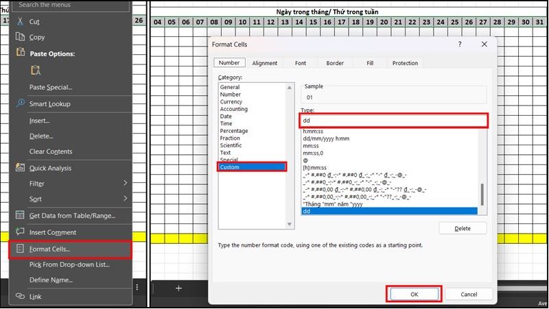 chọn Format Cell → Custom → nhập giá trị