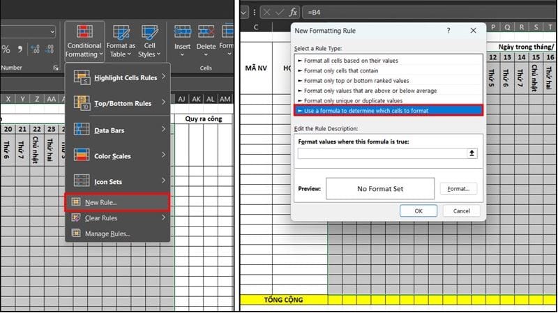 Tại mục Conditional Formatting, click chọn New Rule