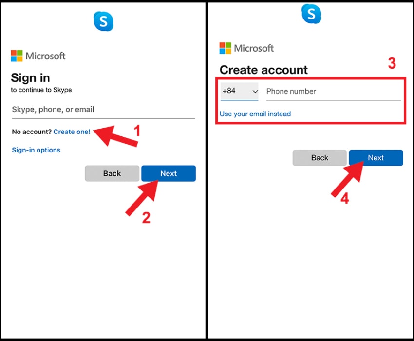 Tạo tài khoản skype