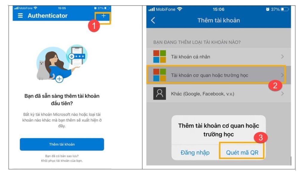 Thêm tài khoản cơ quan hoặc trường học